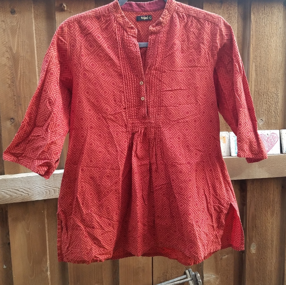 Tejal Cotton Blouse Button Placket Detail L